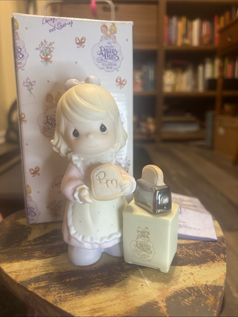 Precious Moments Pastel Pink Dress Girl Figurine with Cream Accessory